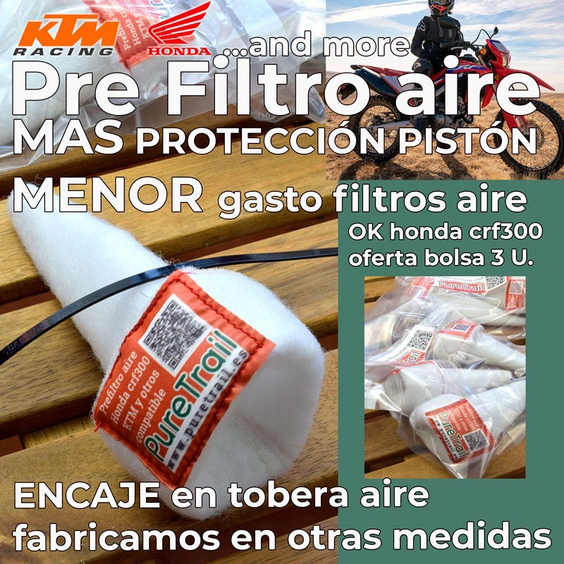 1 unidad PureTrail microfiltro aire honda crf300 y ktm