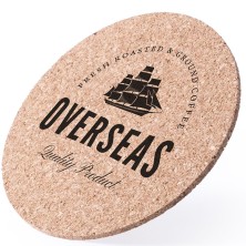 Posavasos de corcho con gravado a 1 color en laser perdurable