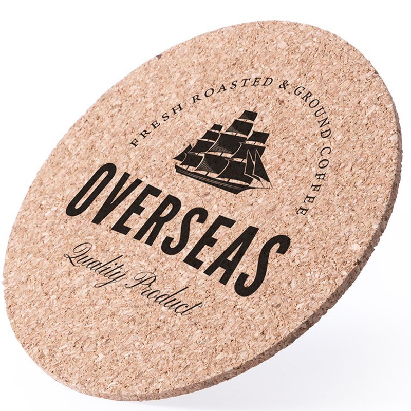 Posavasos de corcho con gravado a 1 color en laser perdurable