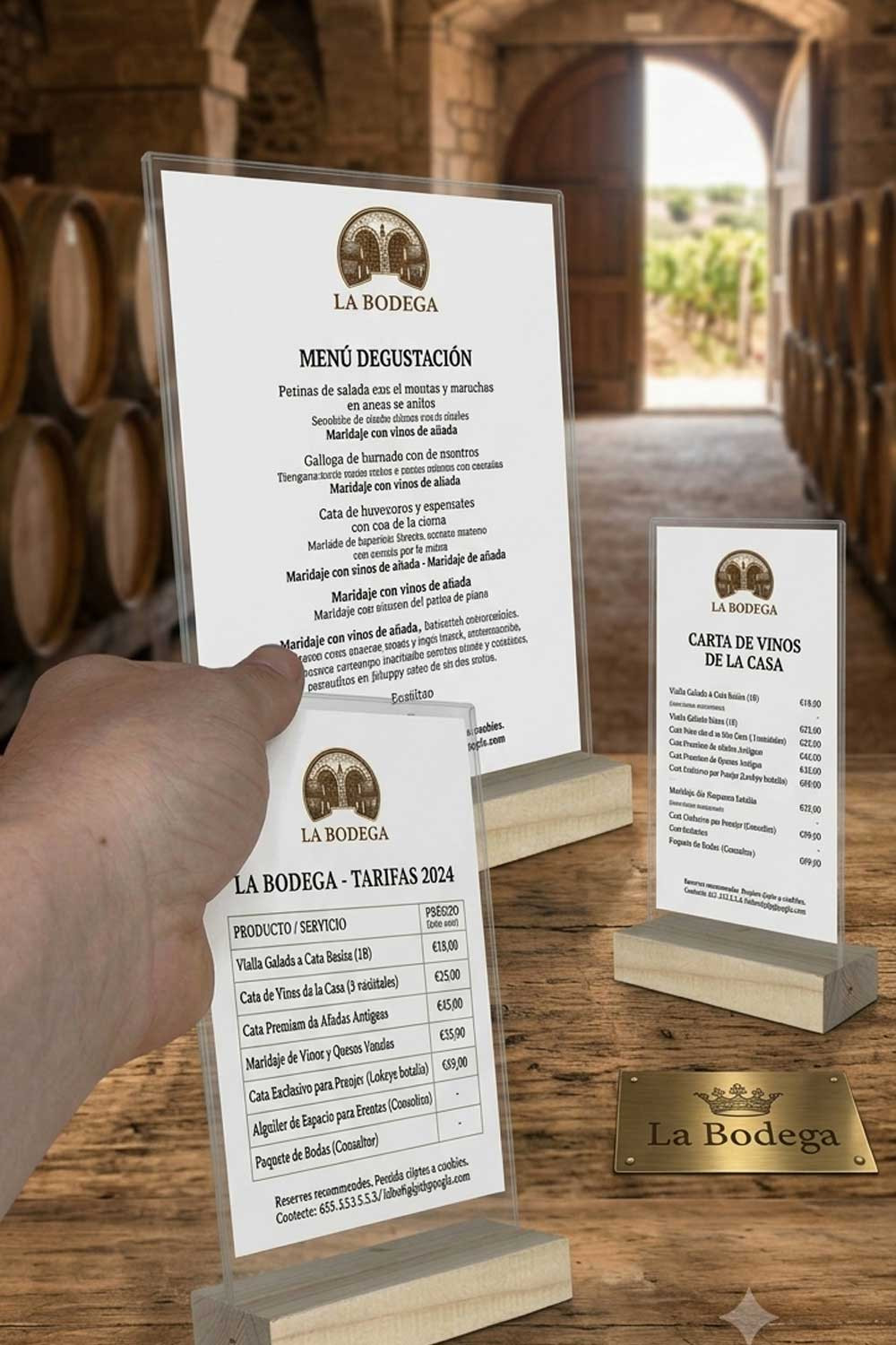 Portamenús de Sobremesa Madera y Metacrilato | Personalizable